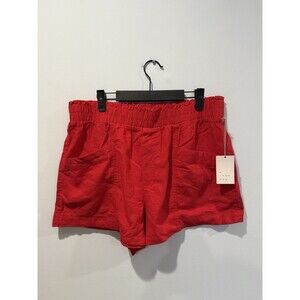 NEW A New Day Shorts Womens XL Red Linen Elastic Waist Pockets Travel Vacation